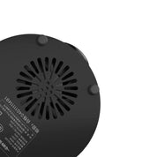 Unterseite eines elektrischen Kaffeewärmers in Schwarz mit Lüftung und Standfüßen